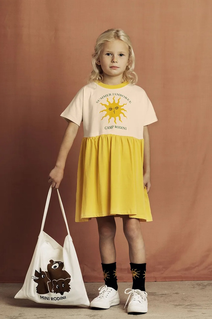 Mini Rodini geantă de mână din bumbac pentru copii Camp Rodini 2566011411 alb AW25