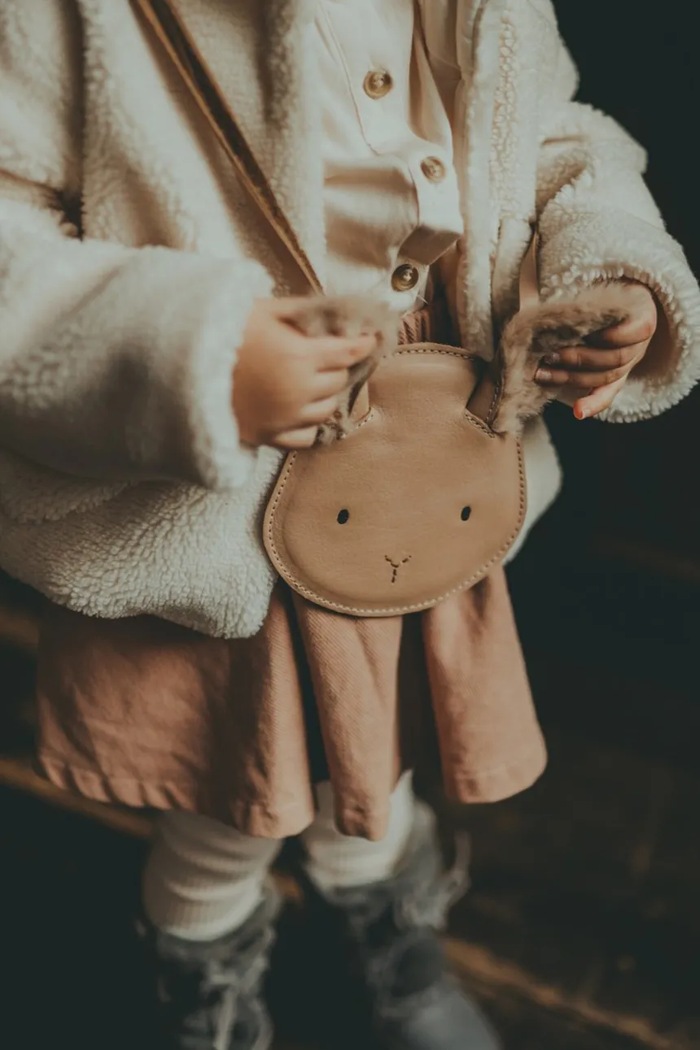 Donsje geantă de mână din piele pentru copii Britta Exclusive Purse Fluffy Bunny nu incape in A4 maro 5002014