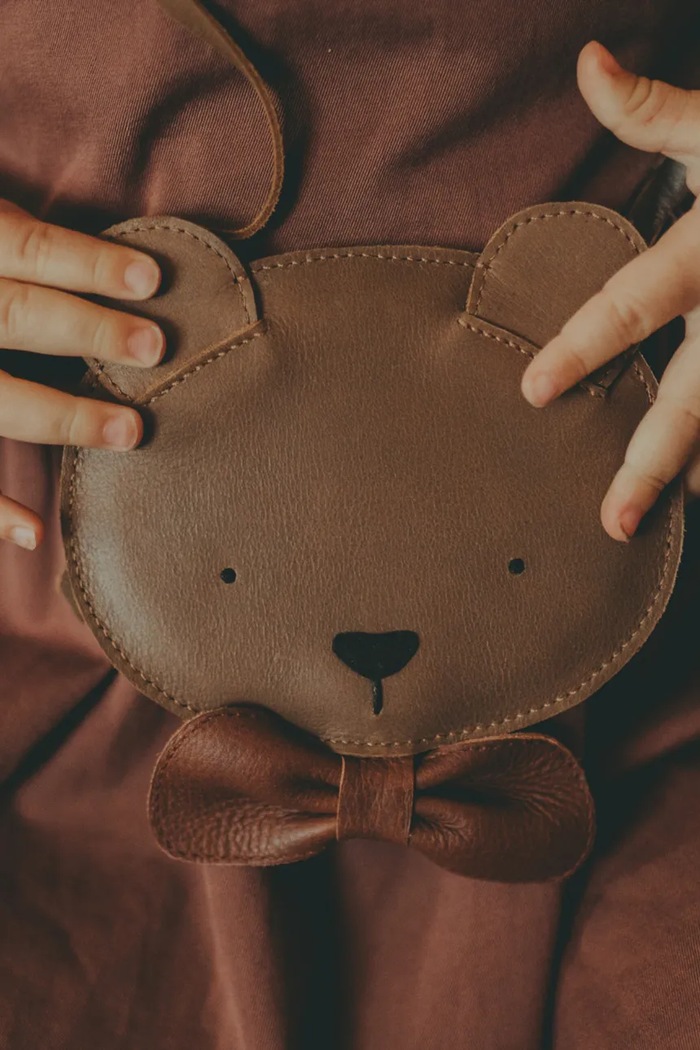 Donsje geantă de mână din piele pentru copii Britta Exclusive Purse Winter Bear maro 5002018