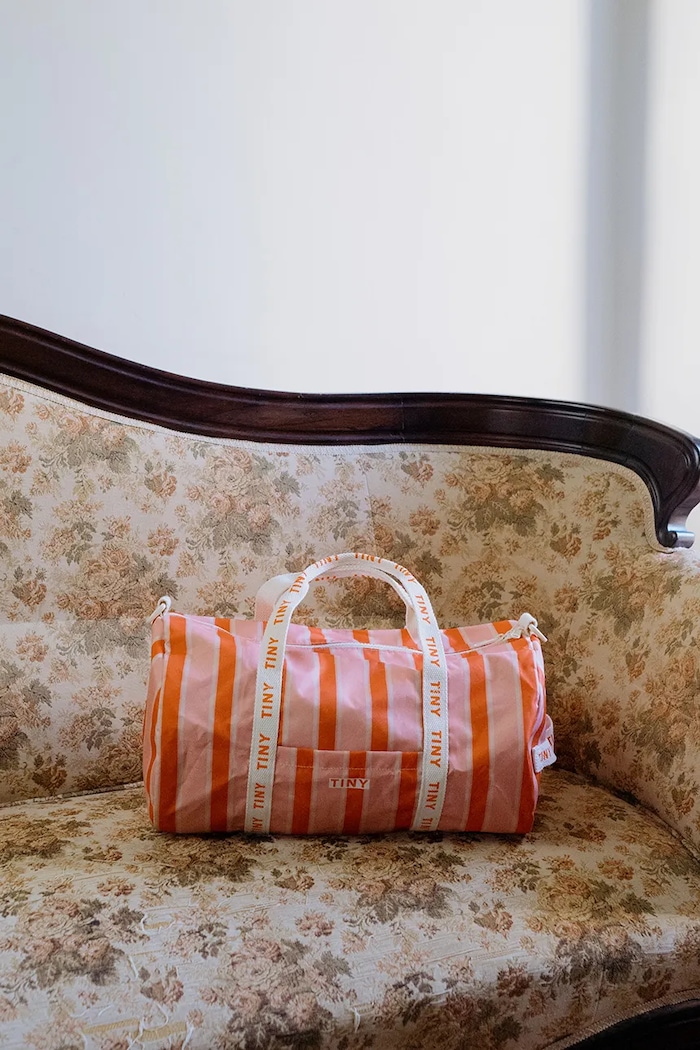 Tinycottons Geantă copii RETRO STRIPES DUFFLE BAG roz AW25.546