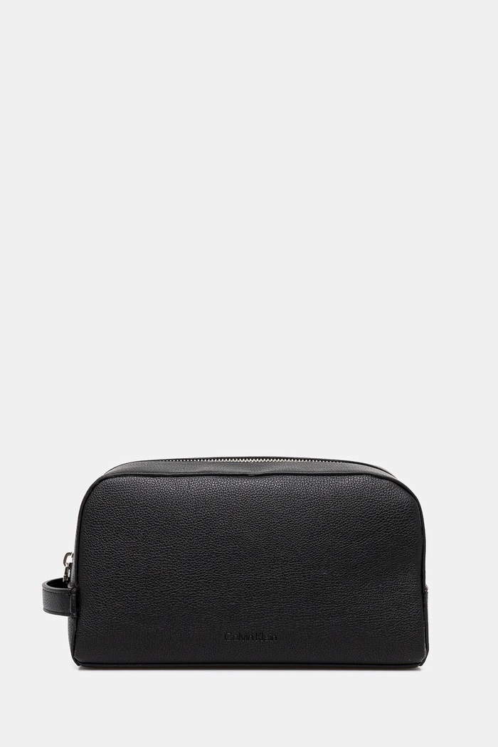 Usnjena kozmetična torbica Calvin Klein črna LV04D1036G