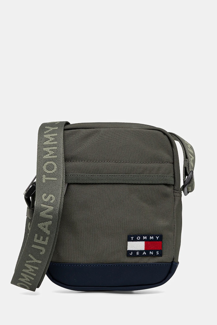 Malá taška Tommy Jeans potlač zelená AM0AM13389