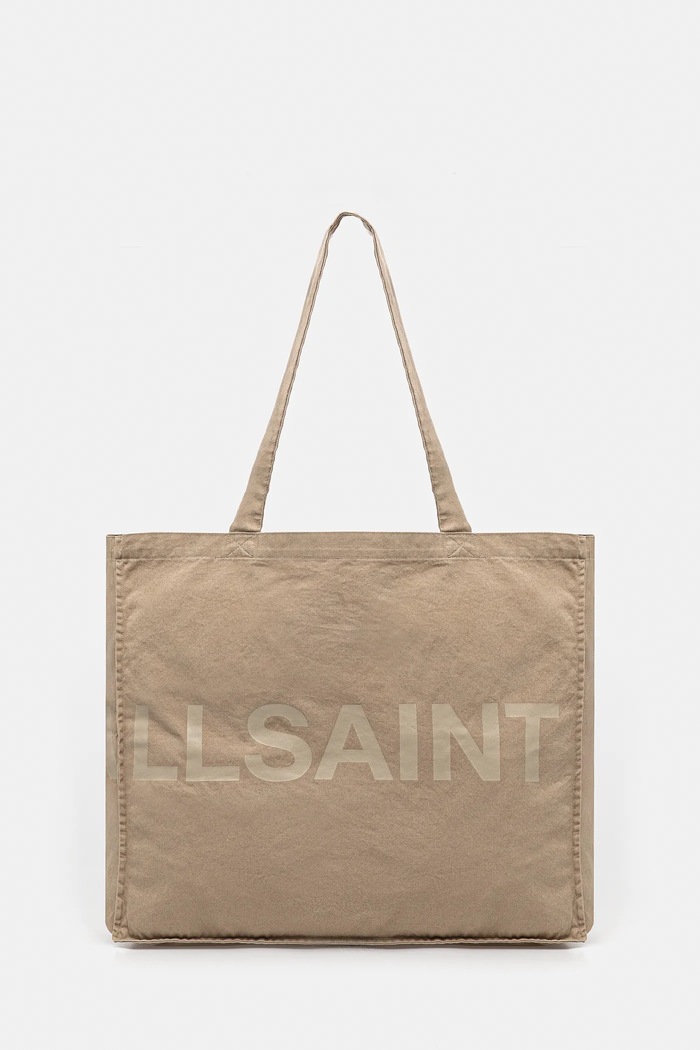 Bavlnená taška AllSaints LARGE 46 x 42 x 19 c potlač béžová M170XC