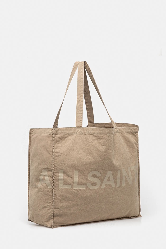 Bavlnená taška AllSaints LARGE 46 x 42 x 19 c M170XC béžová AW25