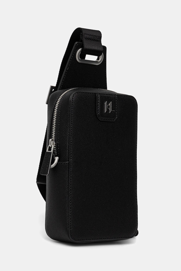 Karl Lagerfeld geantă mică pentru bărbați din piele K/MONOGRAM A3M30158 negru AA00