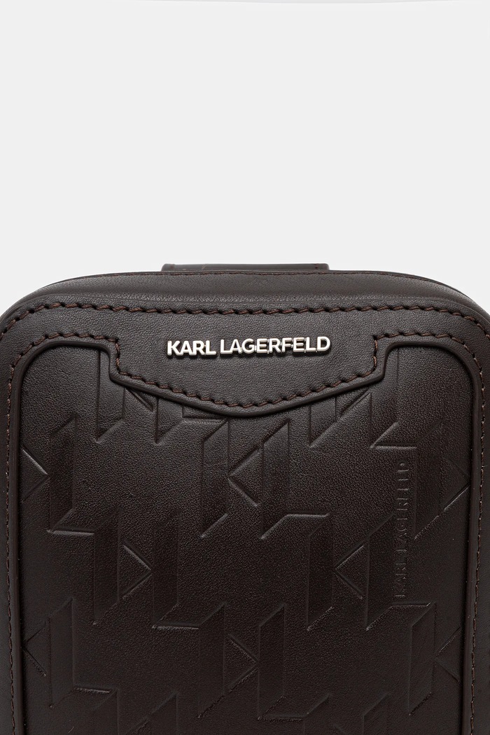 Karl Lagerfeld bőr oldaltáska K/LOOM A3M30179 barna