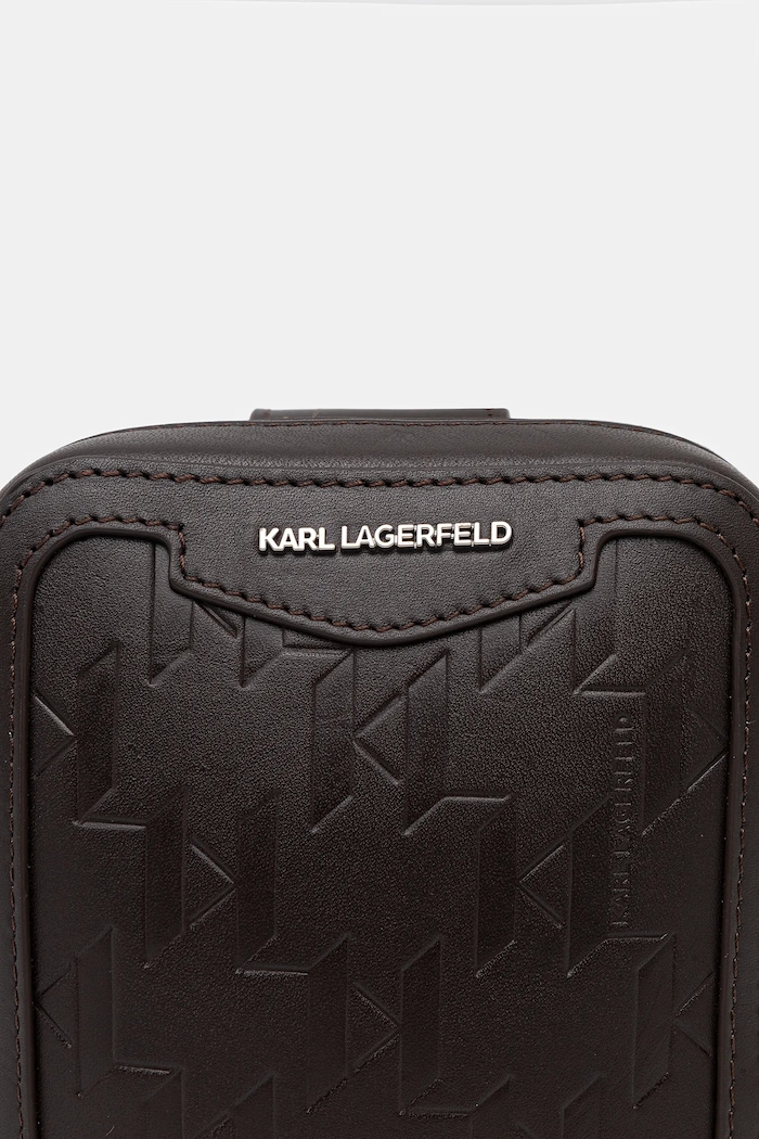Karl Lagerfeld bőr oldaltáska K/LOOM A3M30179 barna