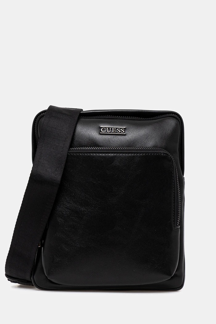 Malá taška Guess BOSTON imitácia kože čierna HMBOCA.P5323