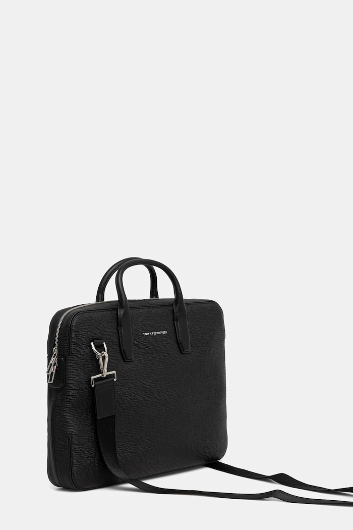 Usnjena torba za prenosnik Tommy Hilfiger 40 x 30 x 6 cm AM0AM13642 črna AW25