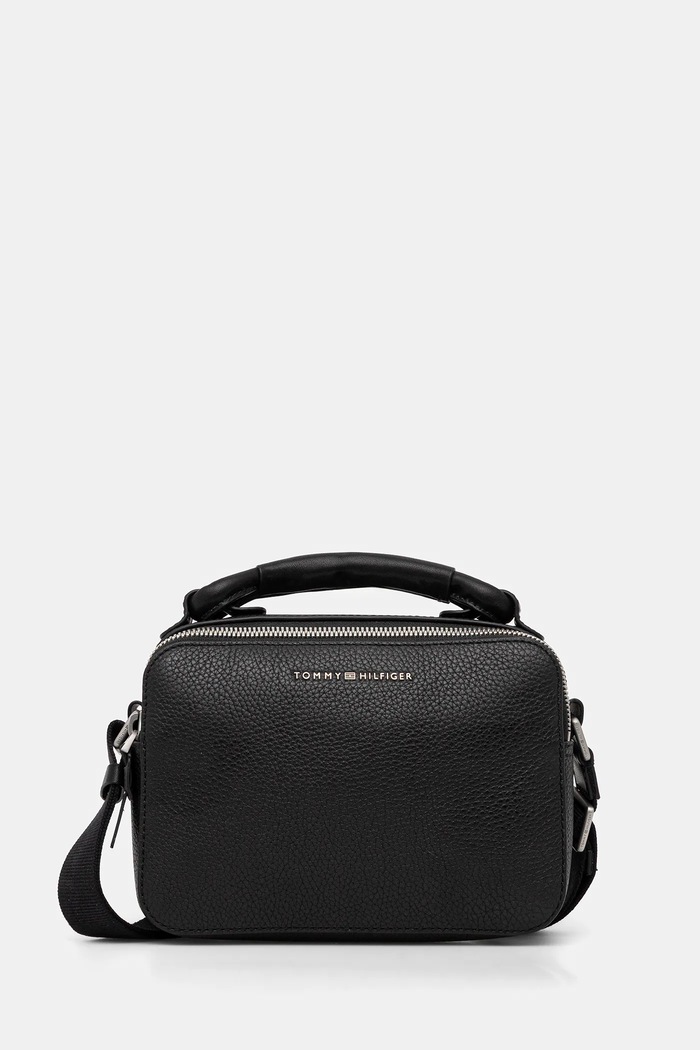 Δερμάτινο φακελάκι Tommy Hilfiger λείο δέρμα μαύρο AM0AM13653