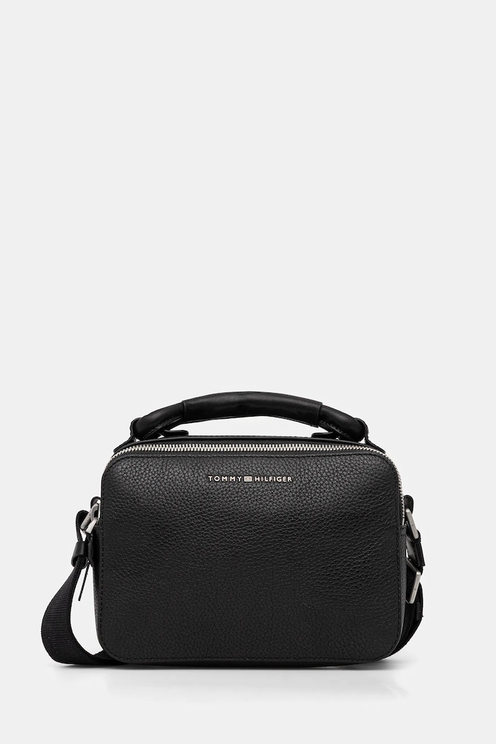 Δερμάτινο φακελάκι Tommy Hilfiger λείο δέρμα μαύρο AM0AM13653