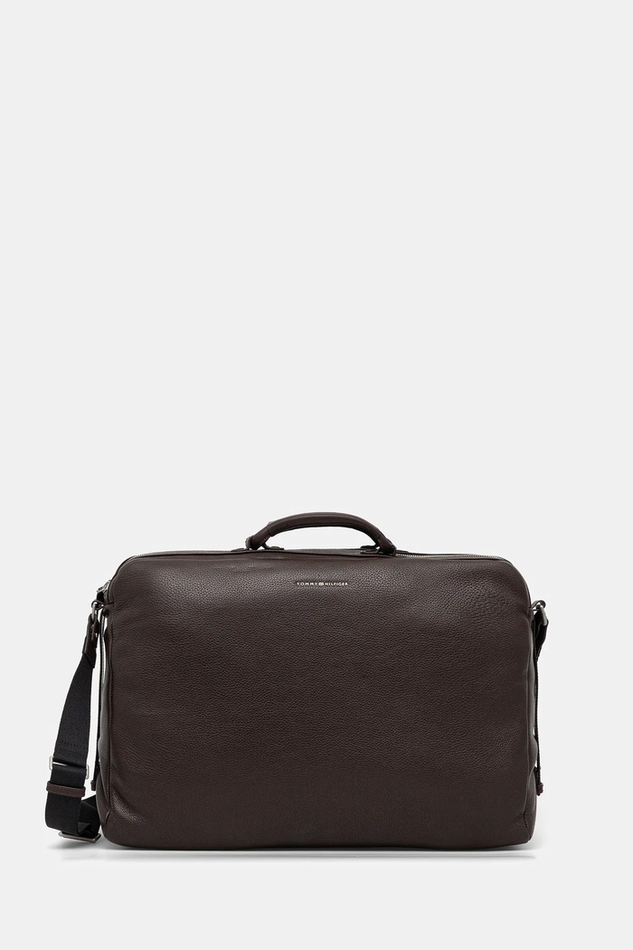 Tommy Hilfiger geantă de piele 52 x 34 x 18 cm uni maro AM0AM13652