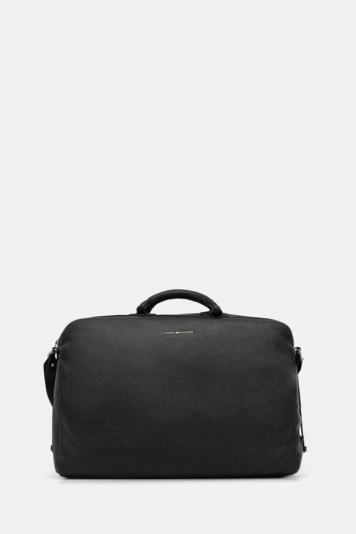Tommy Hilfiger geantă de piele 52 x 34 x 18 cm uni negru AM0AM13652