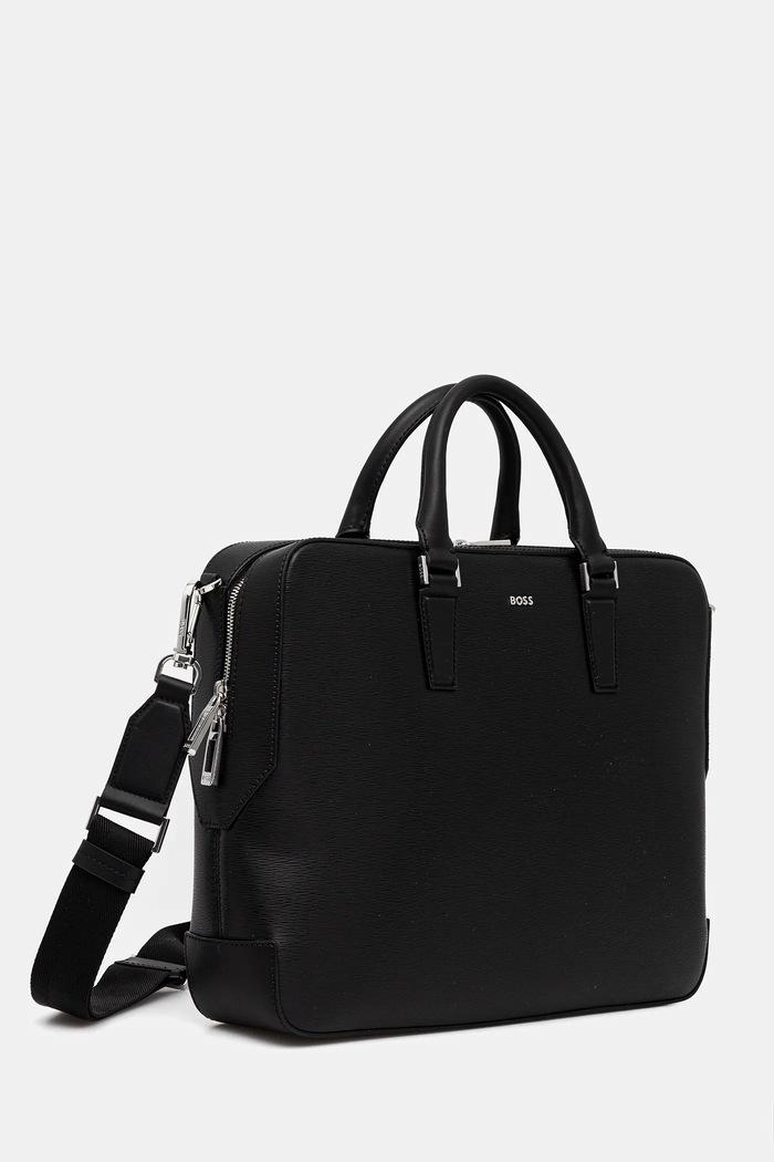 BOSS geantă de piele Luminary_Doc Case 50548265 negru AW25