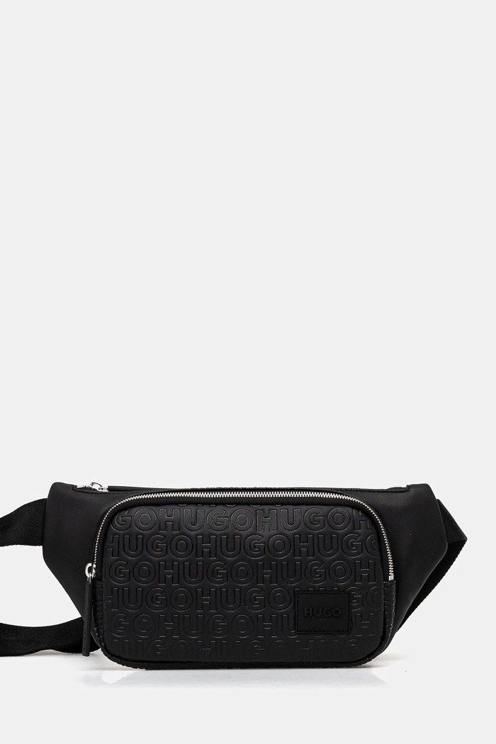 Torbica za okoli pasu HUGO Ethon2.0HI_MN_Bumbag Imitacija zrnatega usnja črna 50552900