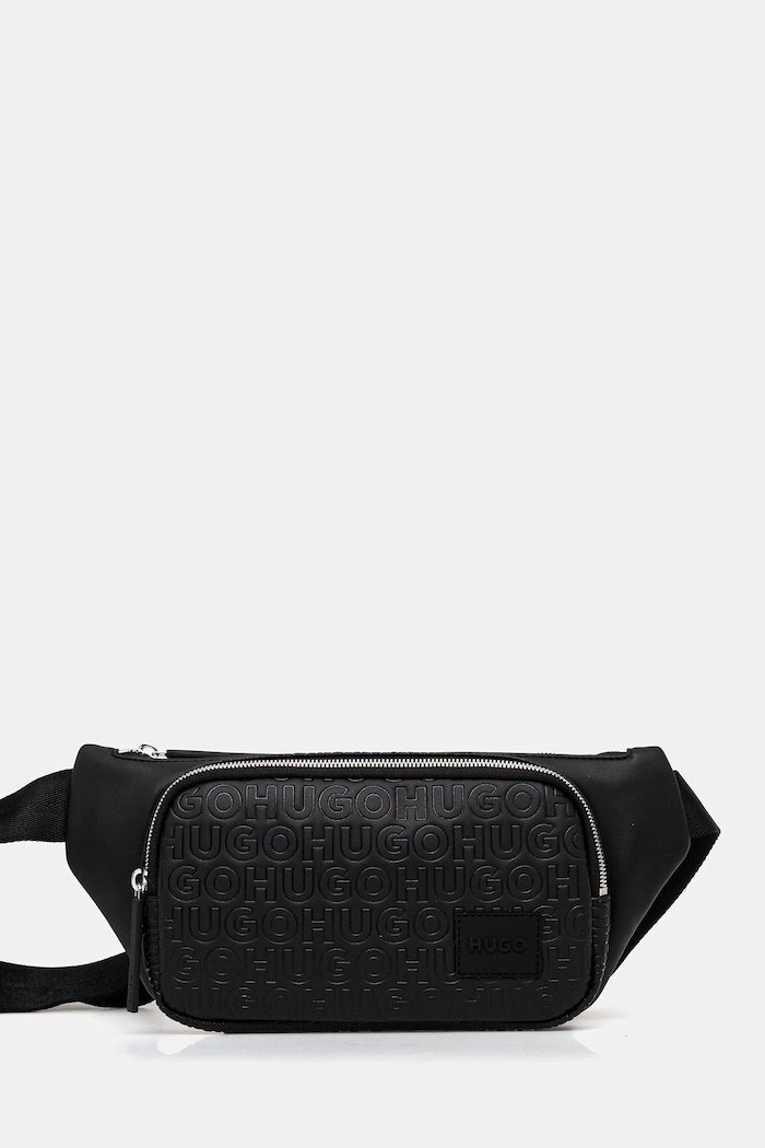 Torbica za okoli pasu HUGO Ethon2.0HI_MN_Bumbag Imitacija zrnatega usnja črna 50552900