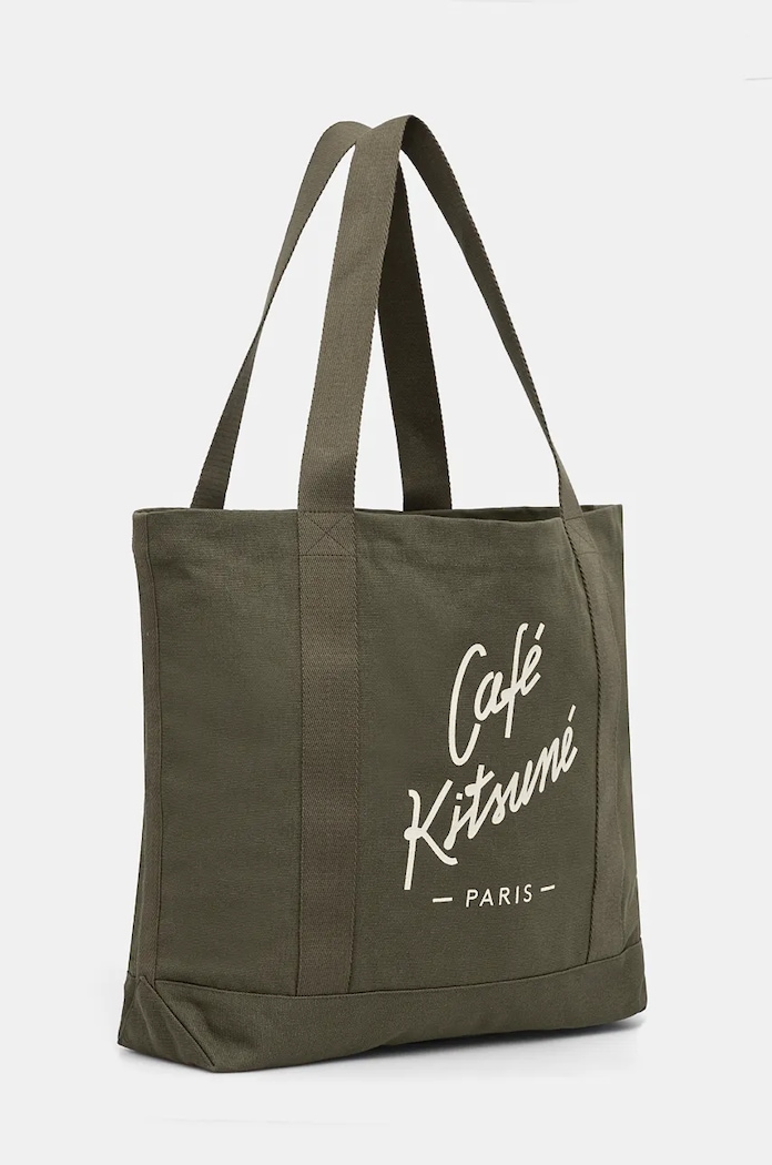 Хлопковая сумка Café Kitsuné Tote CKNU05101WW9001 зелёный AW25
