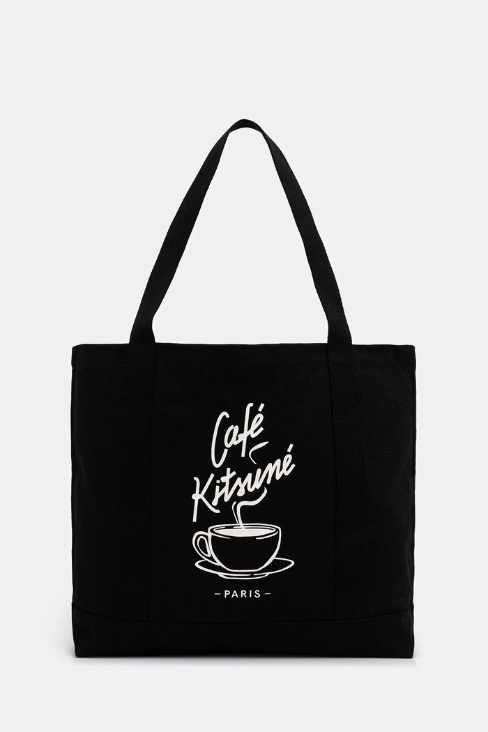 Хлопковая сумка Café Kitsuné Coffee Cup Tote печать чёрный CKMU05102WW9001