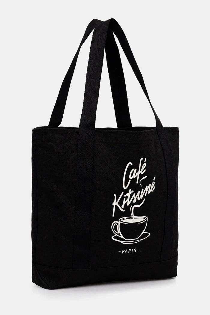Хлопковая сумка Café Kitsuné Coffee Cup Tote CKMU05102WW9001 чёрный AW25