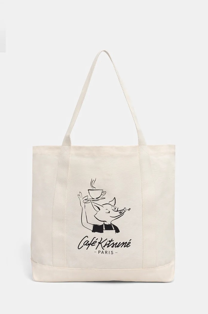 Сумка Café Kitsuné Barista Fox Tote печать бежевый CKMU05101WW9001