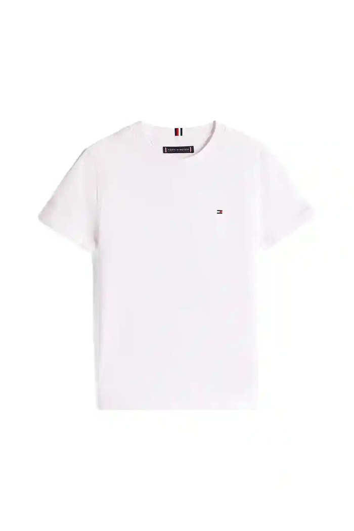 Детска памучна тениска Tommy Hilfiger KB0KB06879.128.176.9BYA бял AW25