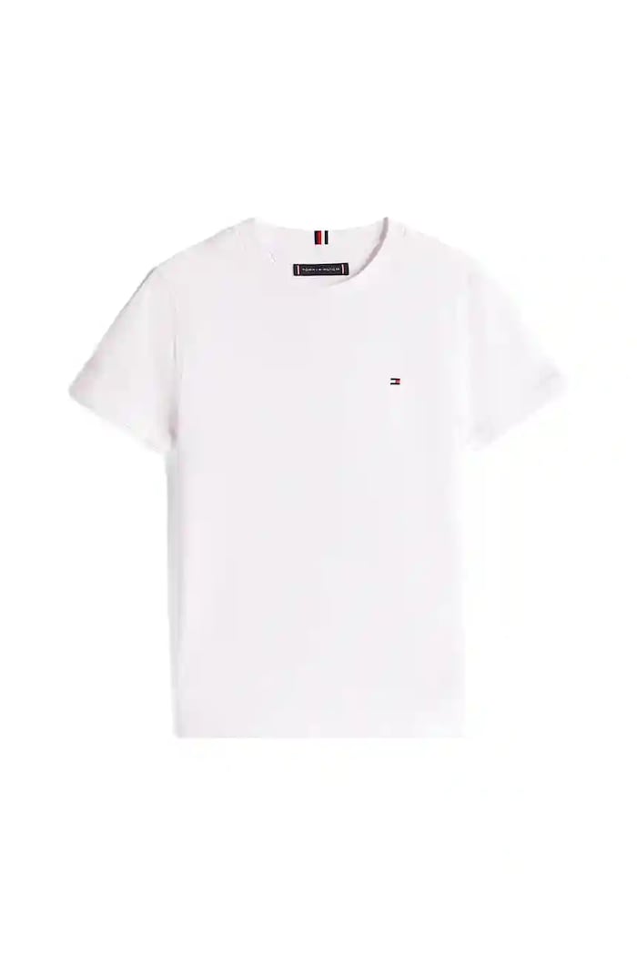 Детска памучна тениска Tommy Hilfiger KB0KB06879.128.176.9BYA бял AW25