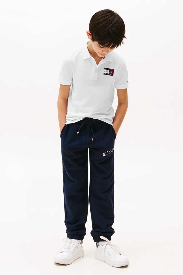 Băieți Tommy Hilfiger tricouri polo din bumbac pentru copii KB0KB09711.9BYA alb