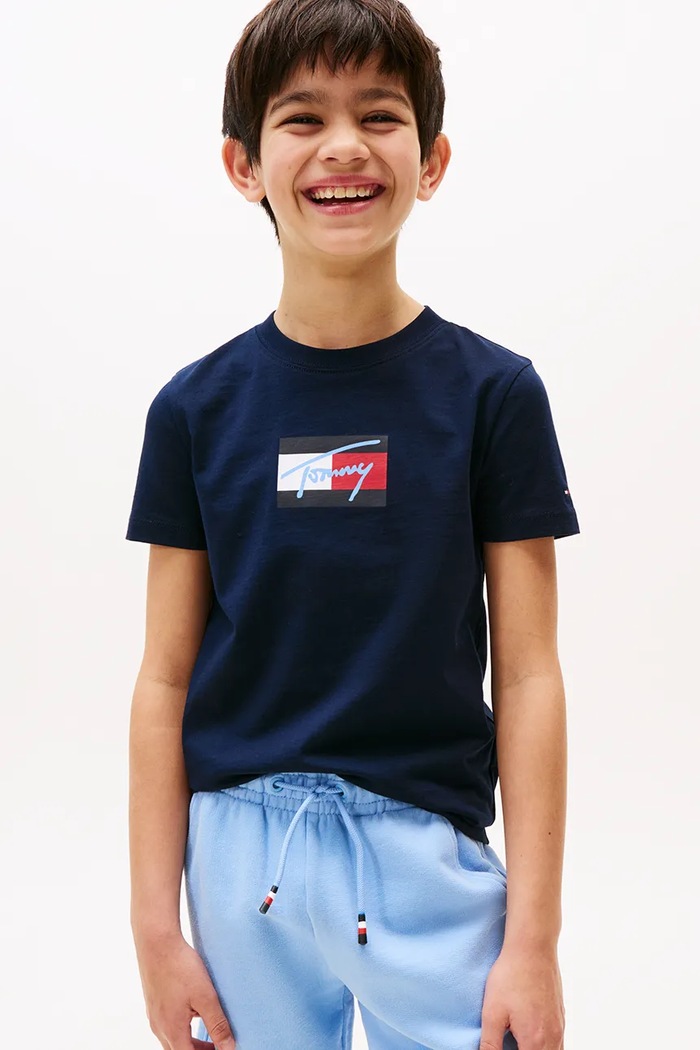 Tommy Hilfiger t-shirt in cotone per bambini cotone blu navy KB0KB09725.128.176.9BYA