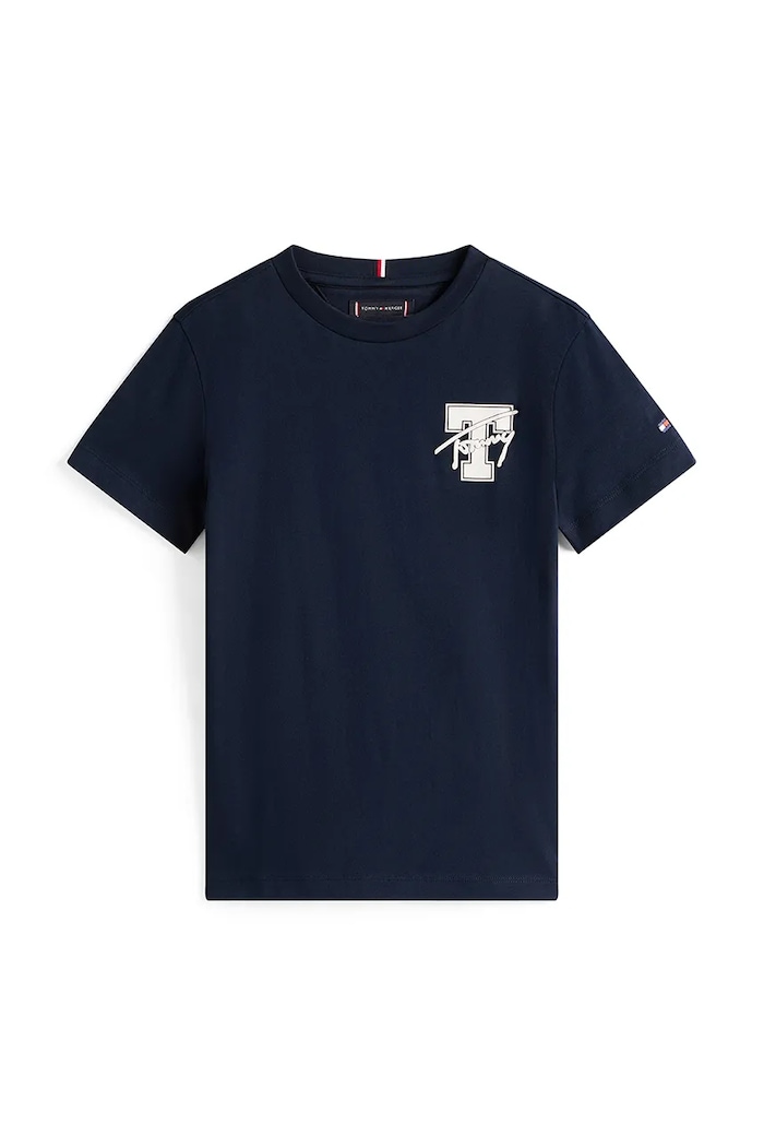 Tommy Hilfiger T-shirt bawełniany dziecięcy KB0KB09868.9BYA granatowy AW25