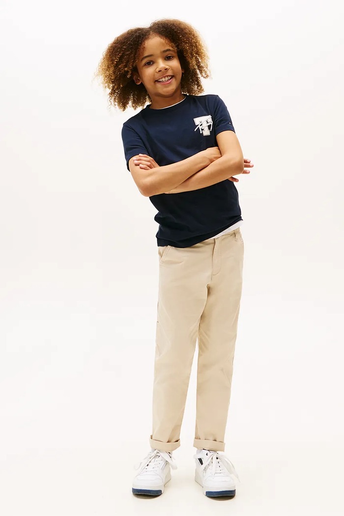 Chłopiec Tommy Hilfiger T-shirt bawełniany dziecięcy KB0KB09868.9BYA granatowy