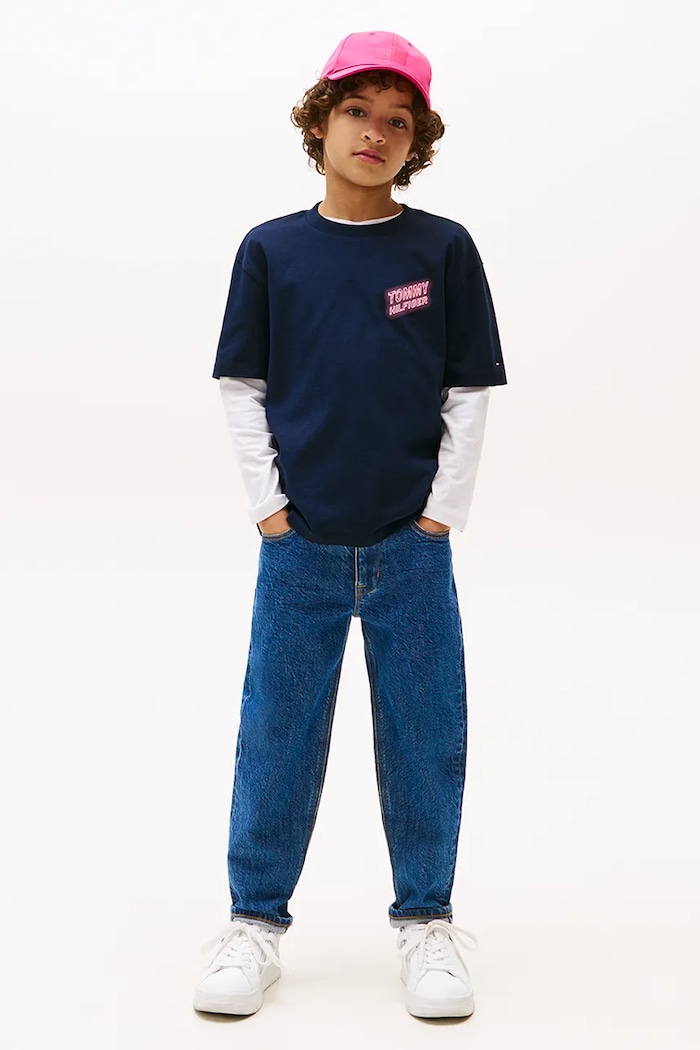 CHLAPEC Dětské bavlněné tričko Tommy Hilfiger KB0KB09849.128.176.9BYA námořnická modř