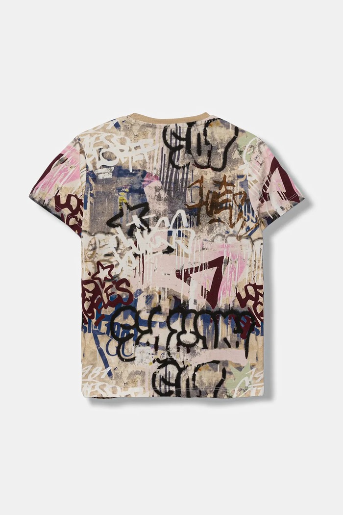 Guess T-shirt bawełniany dziecięcy L5YI19.K8HM4.9BYA niebieski AW25