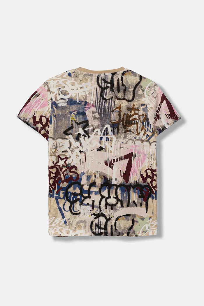Guess T-shirt bawełniany dziecięcy L5YI19.K8HM4.9BYA niebieski AW25