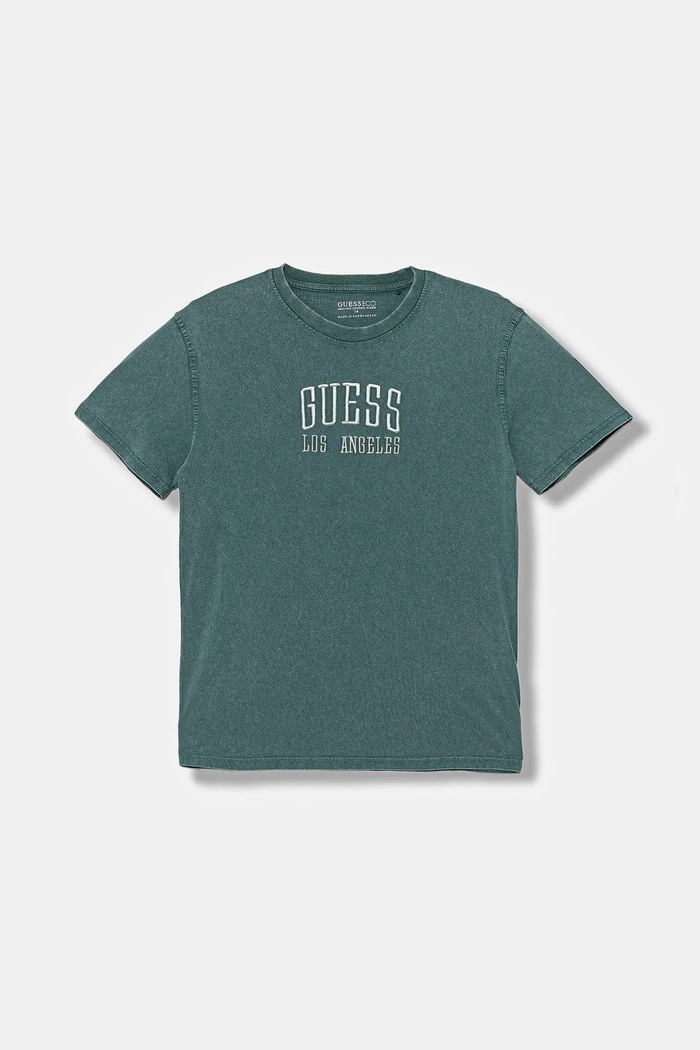 Guess t-shirt bawełniany dziecięcy aplikacja zielony L5YI31.I3Z14.9BYA