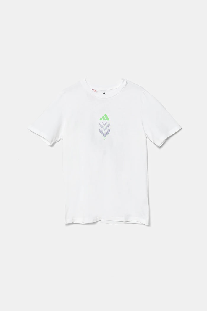 adidas Performance t-shirt bawełniany dziecięcy JM8942 biały AW25