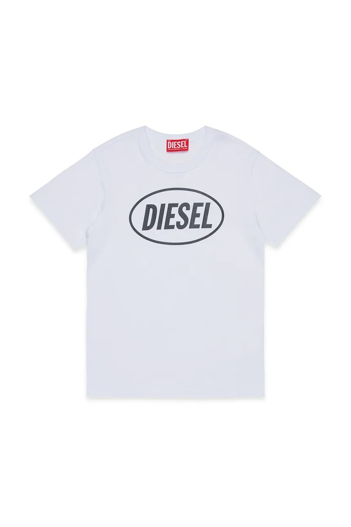 Diesel t-shirt bawełniany dziecięcy TUNDRA T-SHIRT nadruk biały J02464