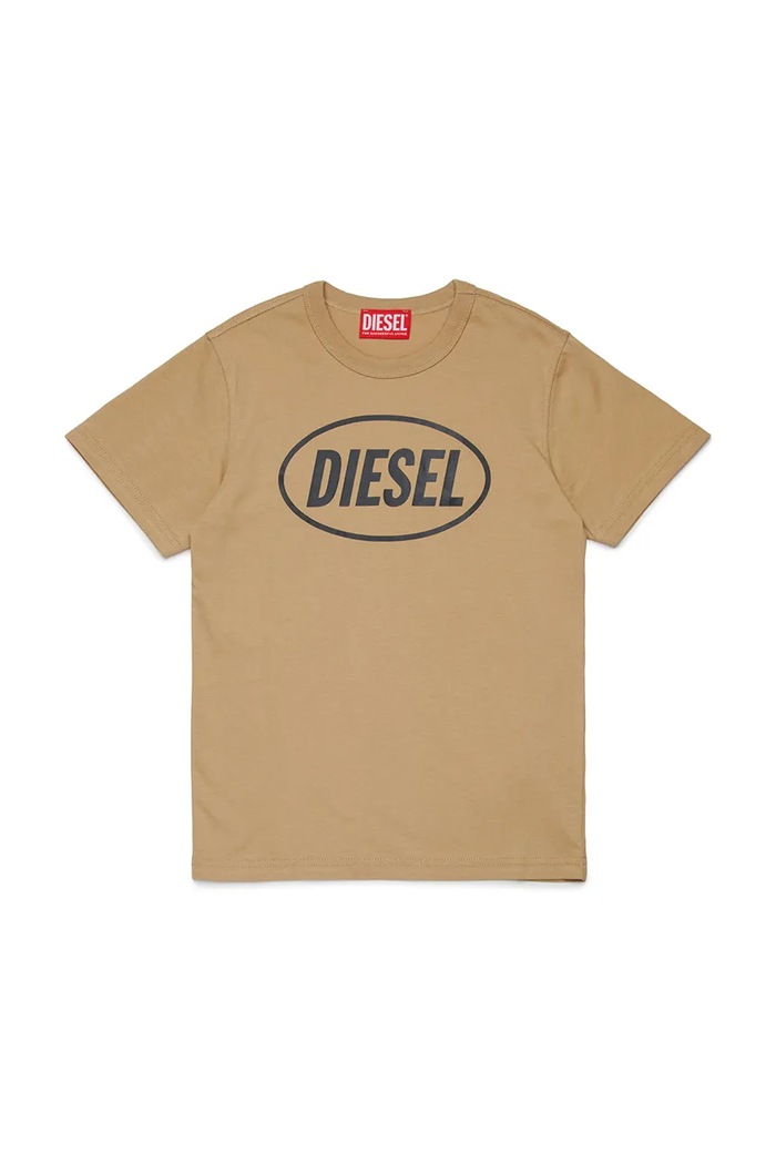 Diesel t-shirt bawełniany dziecięcy TUNDRA T-SHIRT nadruk beżowy J02464