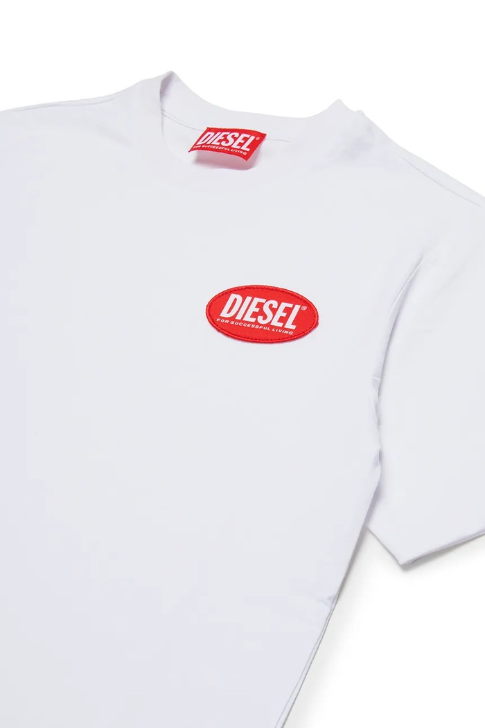 CHLAPEC Dětské bavlněné tričko Diesel TPATCH OVER T-SHIRT J02469 bílá