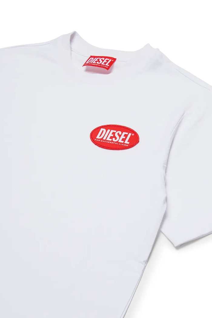 CHLAPEC Dětské bavlněné tričko Diesel TPATCH OVER T-SHIRT J02469 bílá