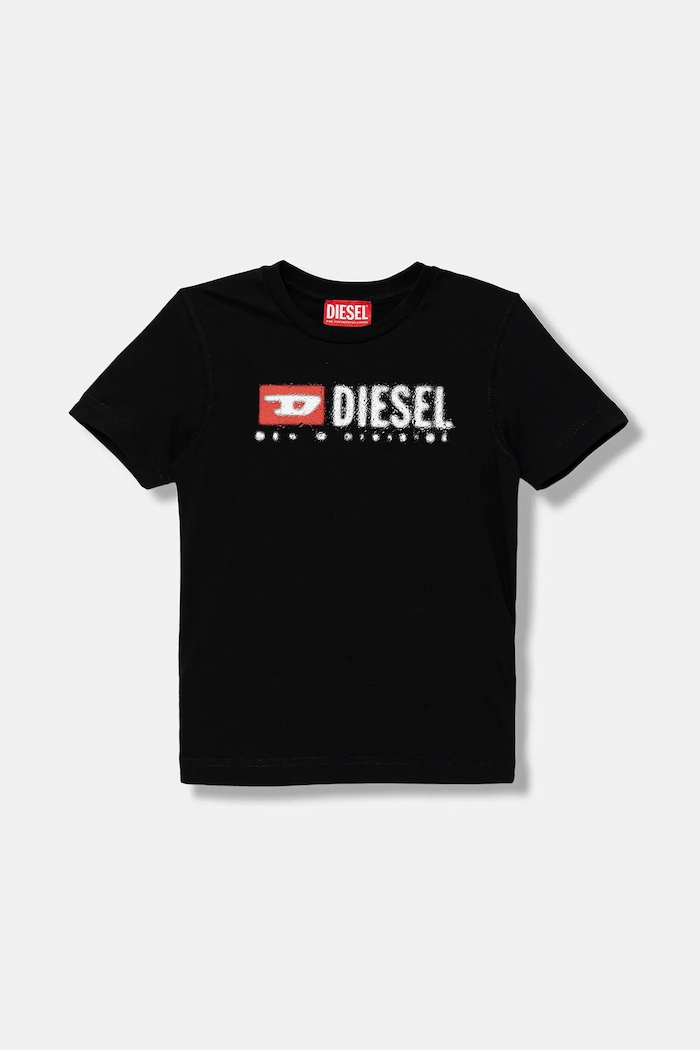 Diesel t-shirt bawełniany dziecięcy TADJUSTK14 T-SHIRT nadruk czarny J02475.00YI9