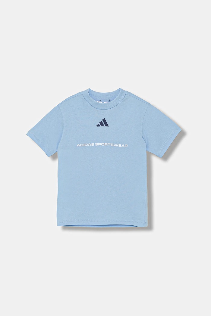 adidas t-shirt bawełniany dziecięcy KC5384 niebieski AW25