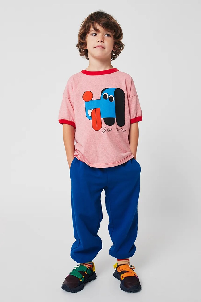 Chłopiec Bobo Choses t-shirt bawełniany dziecięcy Doggy Mate 225AC002 różowy