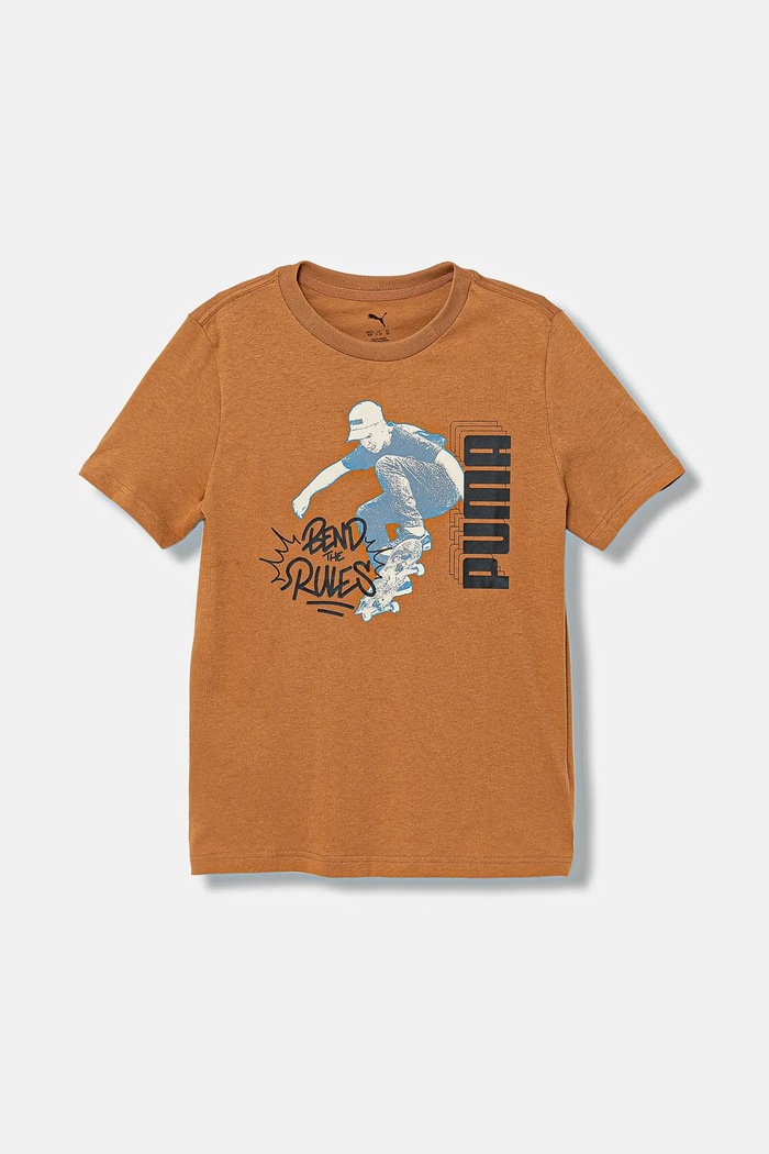 Puma Tricou de bumbac pentru copii MID90s Graphic Tee I B maro 688464.