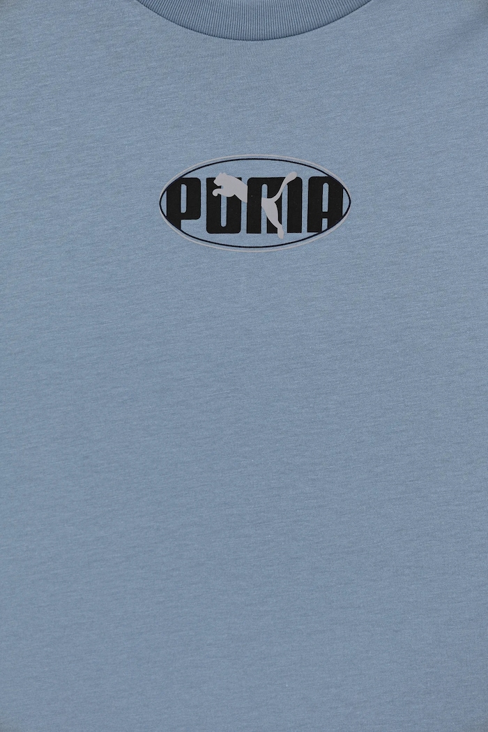 Dječaci Dječja pamučna majica kratkih rukava Puma ESS LOGO LAB Relaxed Execution Tee B 688984. plava
