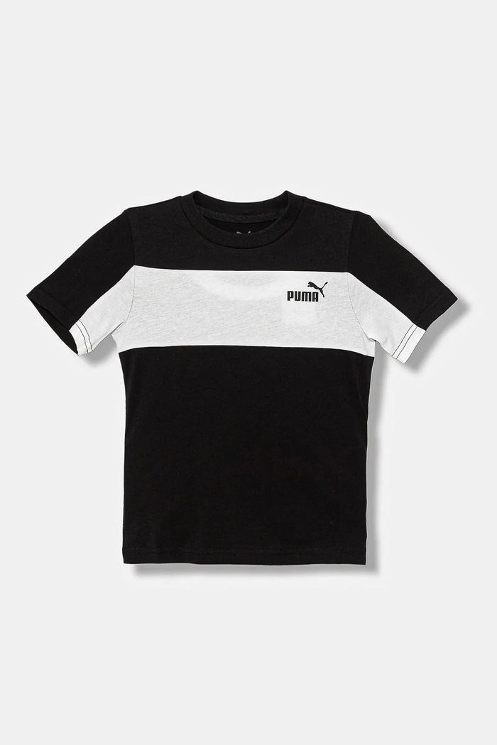 Detské bavlnené tričko Puma ESS BLOCK Small Logo Tee B bavlna čierna 689120.