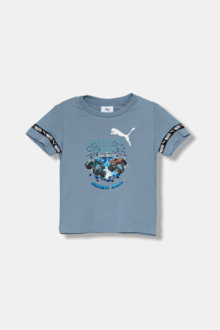 Puma t-shirt bawełniany dziecięcy PUMA X HOT WHEELS Graphic Tee nadruk niebieski 632395