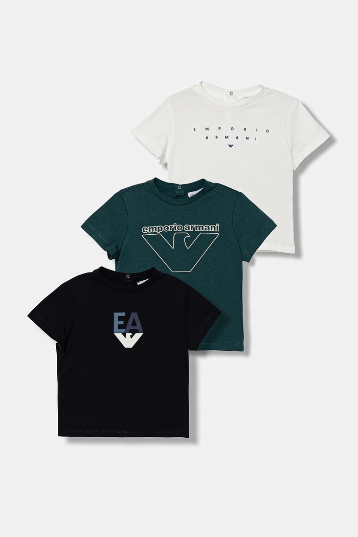 Emporio Armani T-shirt bawełniany niemowlęcy 3-pack granatowy EB000823.AF14503