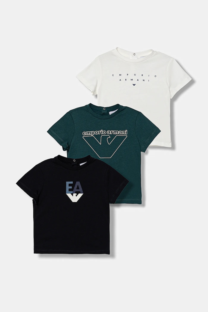 Emporio Armani T-shirt bawełniany niemowlęcy 3-pack granatowy EB000823.AF14503