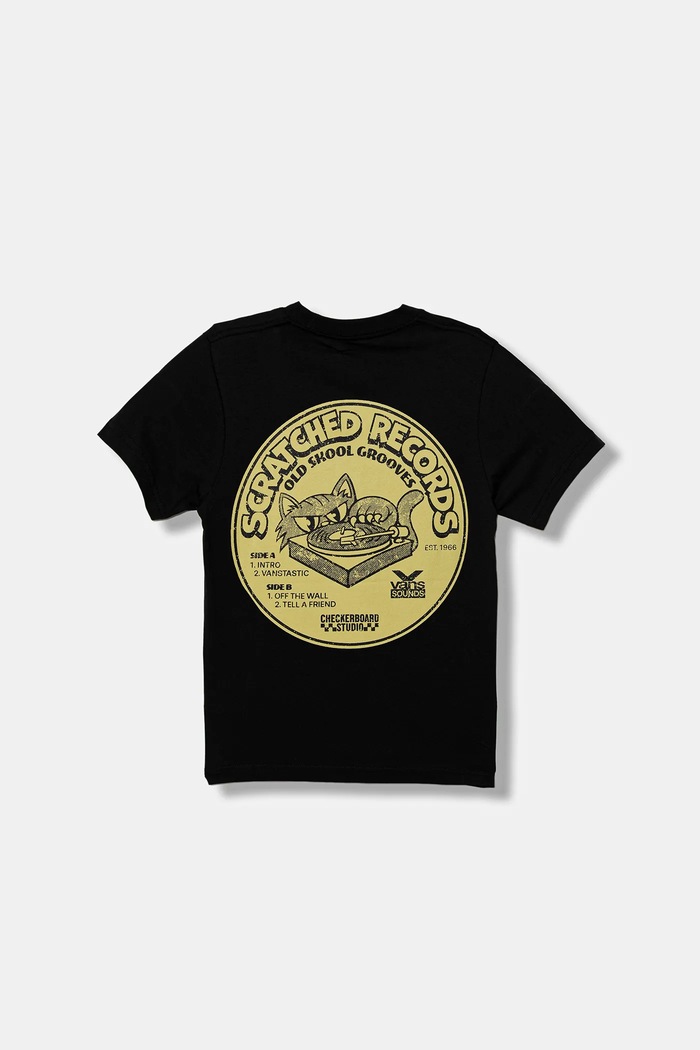 Vans t-shirt bawełniany dziecięcy BY SCRATCHED RECORDS TEE nadruk czarny VN000RCGBLK1
