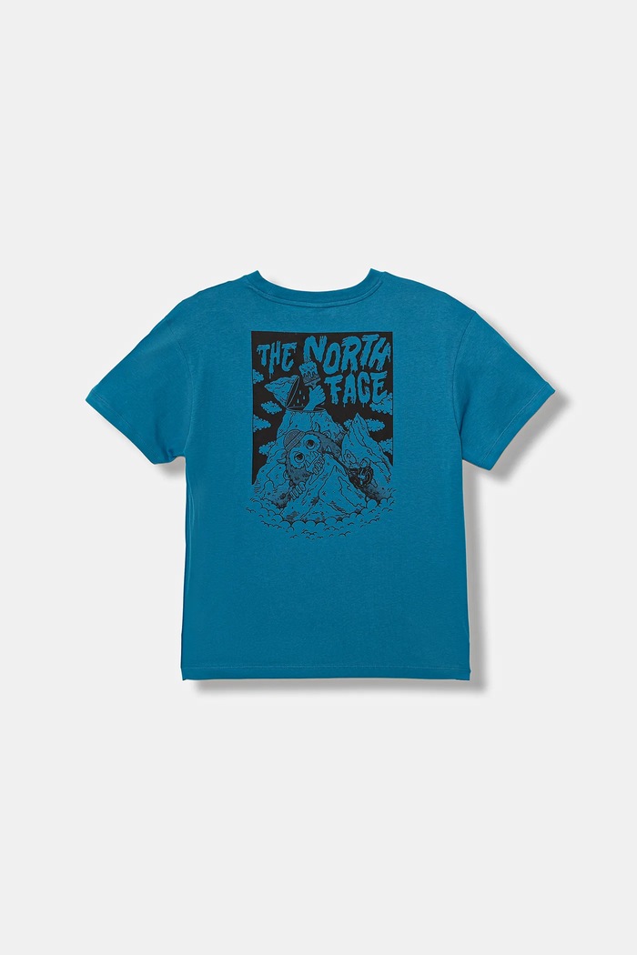 The North Face t-shirt bawełniany dziecięcy B SPORTS OVERSIZED POCKET SS TEE - GRAPH NF0A8EAKBOM1 niebieski AW25